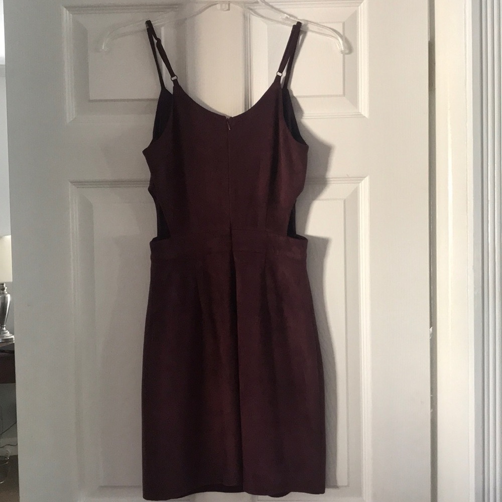 Maroon faux suede cut out dress - Picture 3 of 5